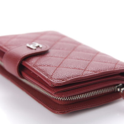 Chanel Caviar Quilted Zipped Pocket Wallet Red 9 of 10
