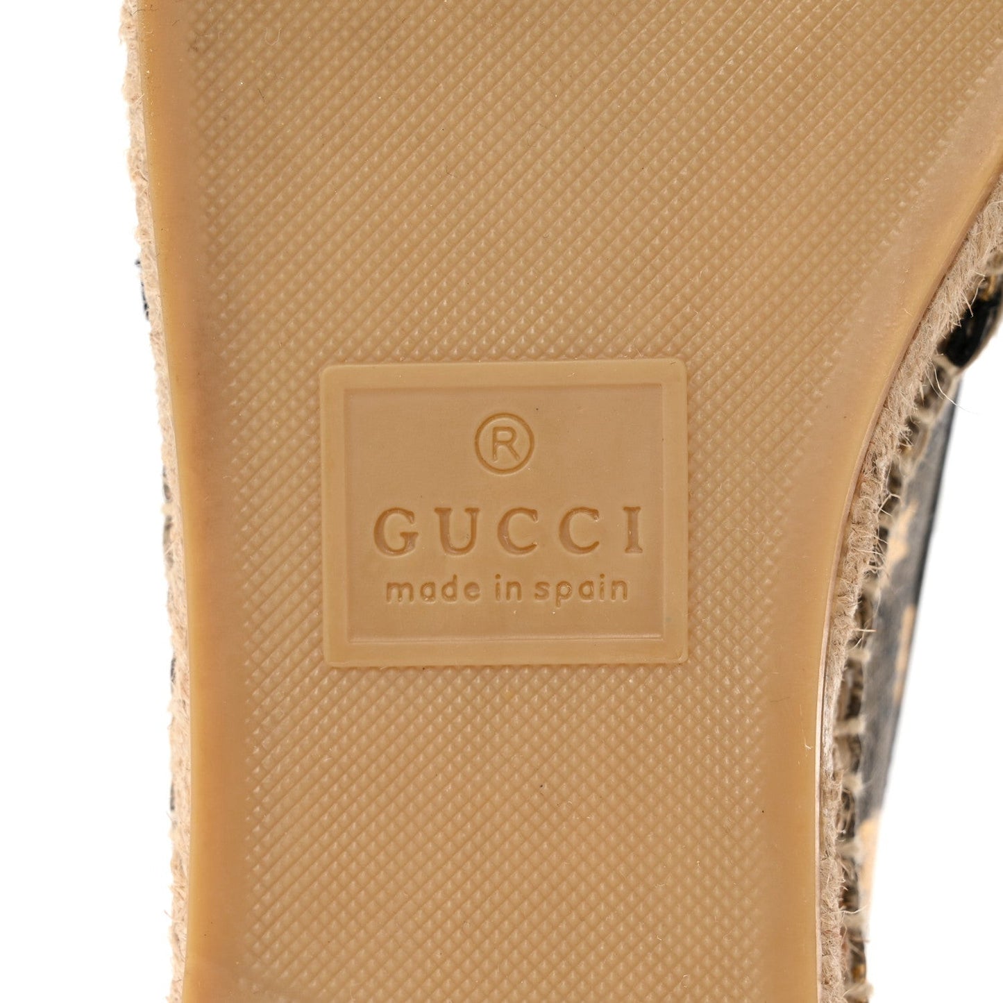 GG Supreme Monogram Bees Espadrille Flats 38.5 Beige Ebony Oro Black