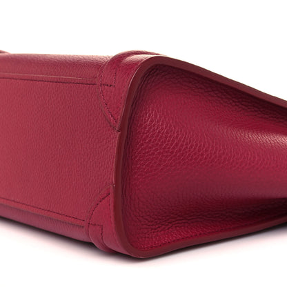 Celine Drummed Calfskin Nano Luggage Rasberry 10 of 10
