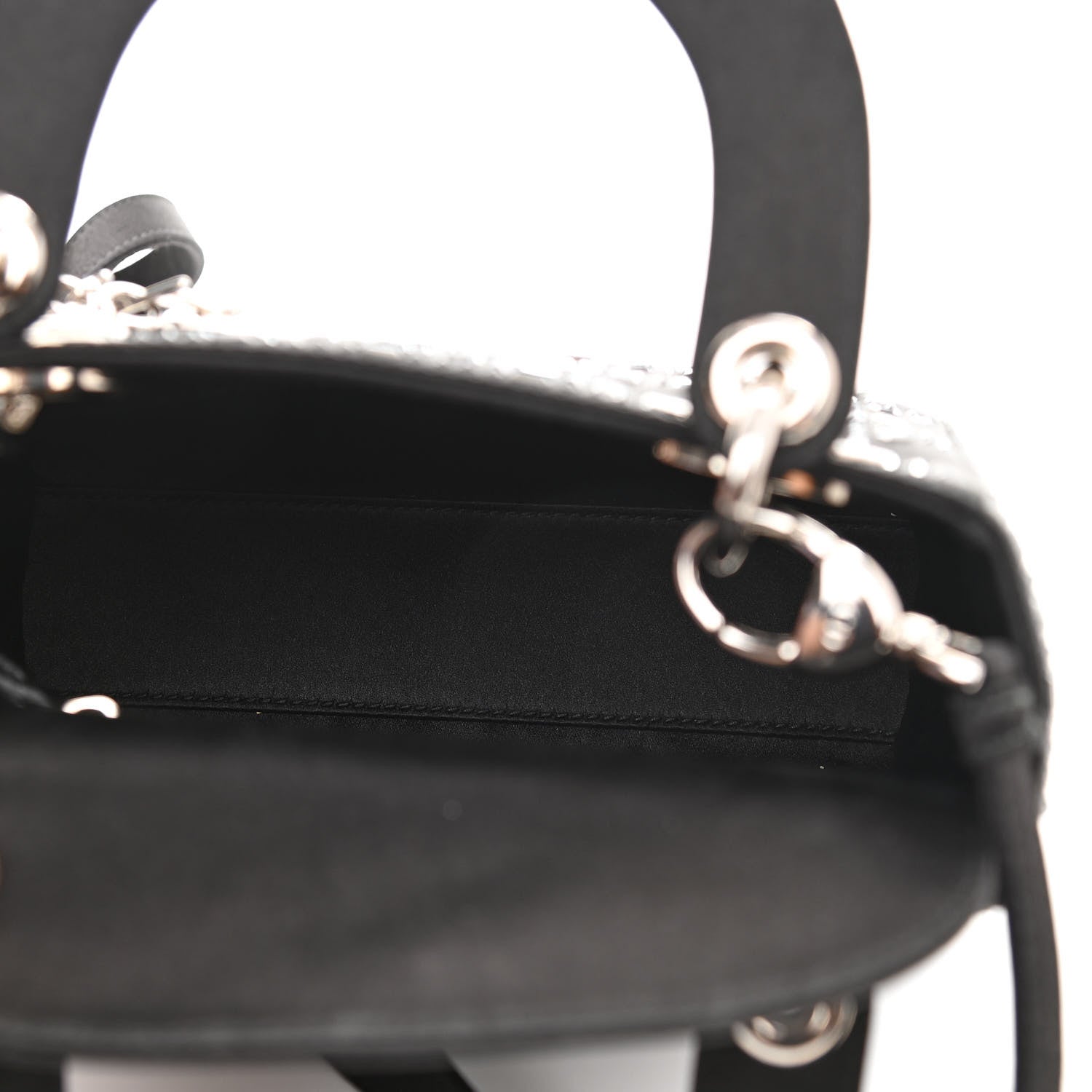 Christian Dior Satin Crystal Cannage Mini Lady Dior Black 4 of 9