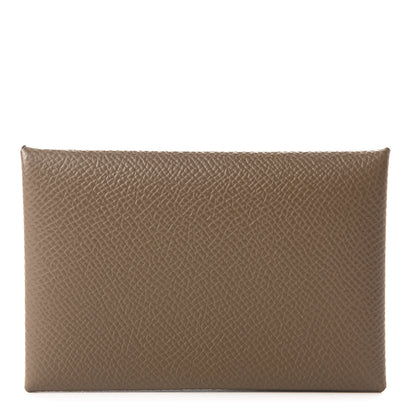 Hermes Epsom Calvi Card Case Etoupe 1 of 8