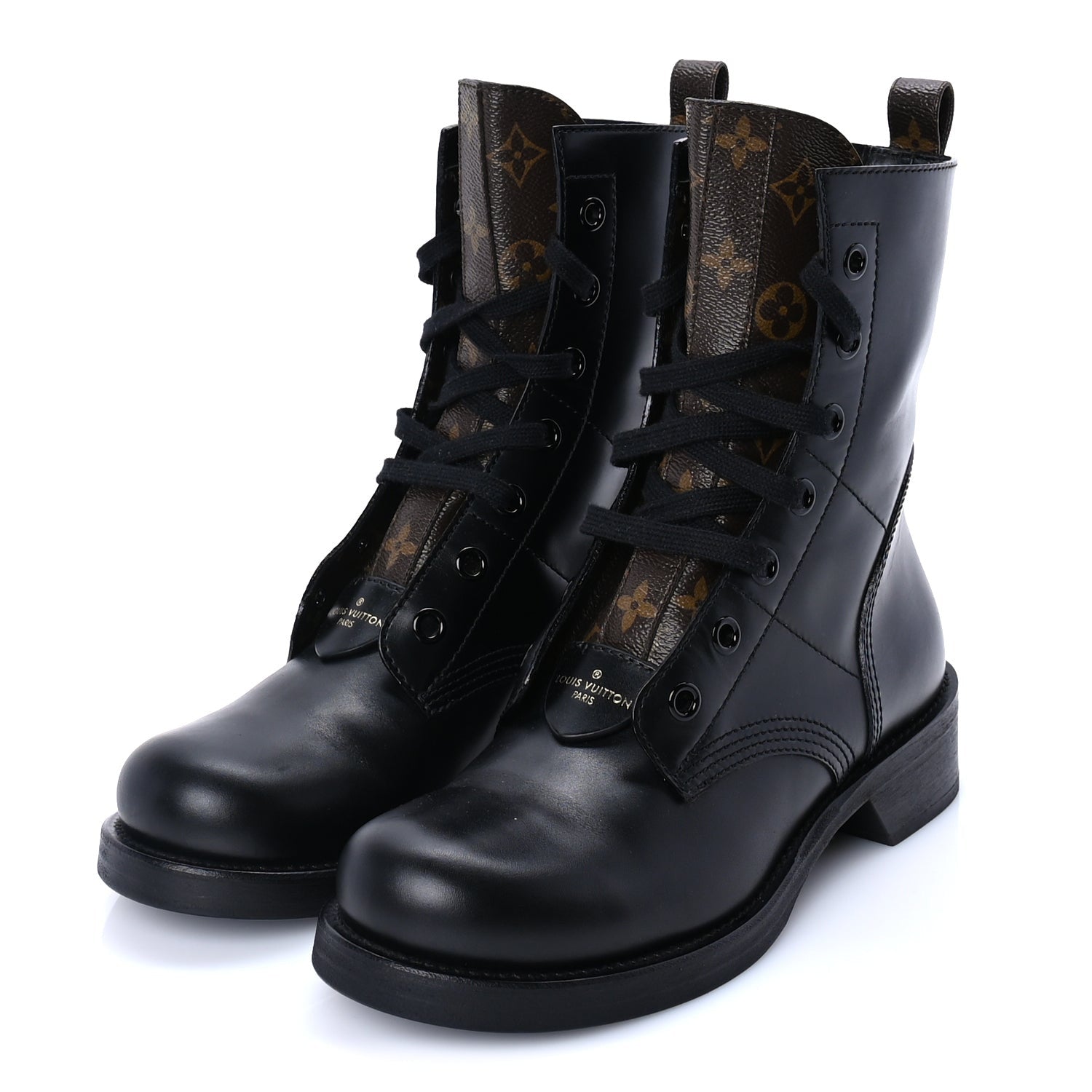 Louis Vuitton Calfskin Monogram Metropolis Flat Ranger Boots 40.5 Black 2 of 7
