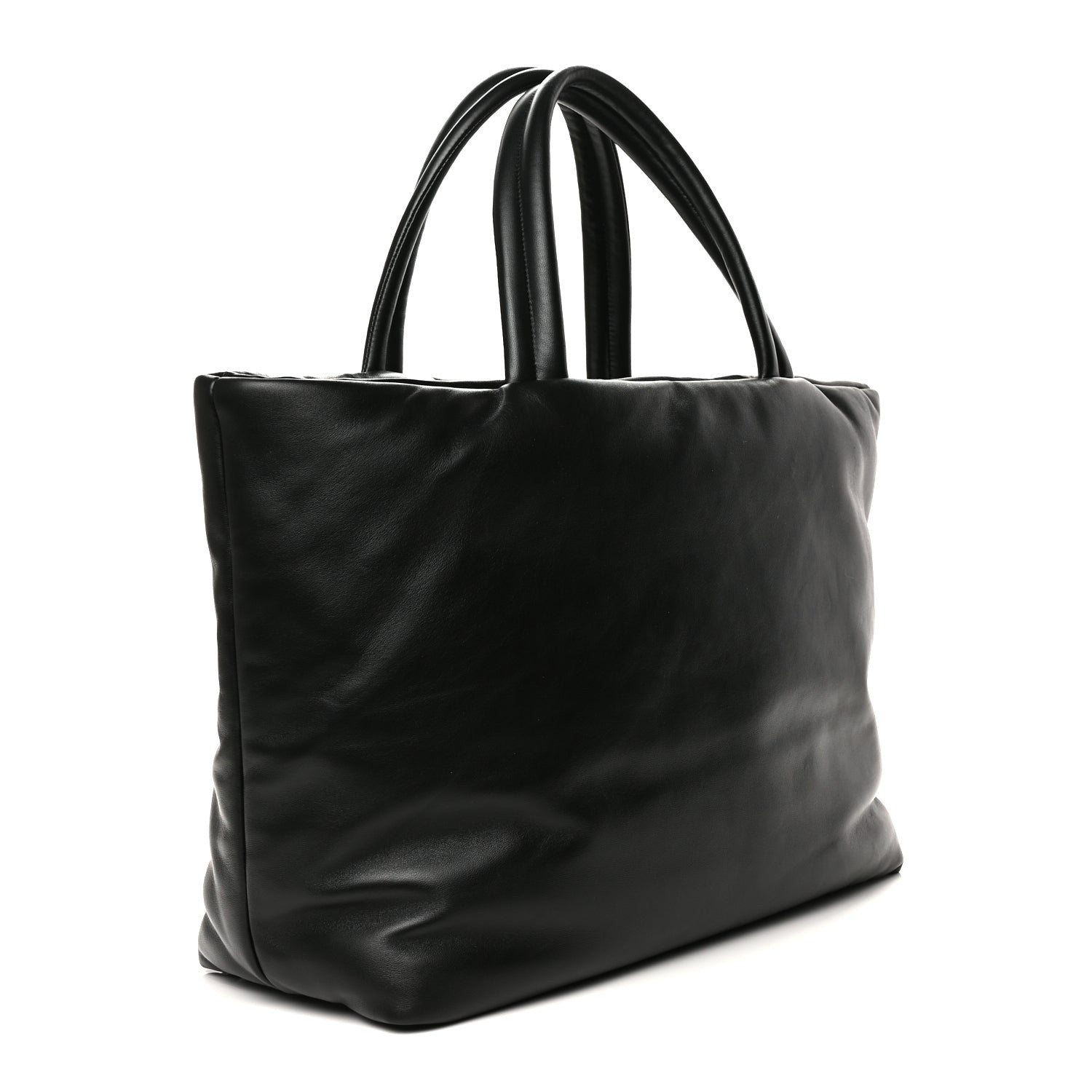 Saint Laurent Lambskin Wide Puffer Tote Black Black 2 of 8
