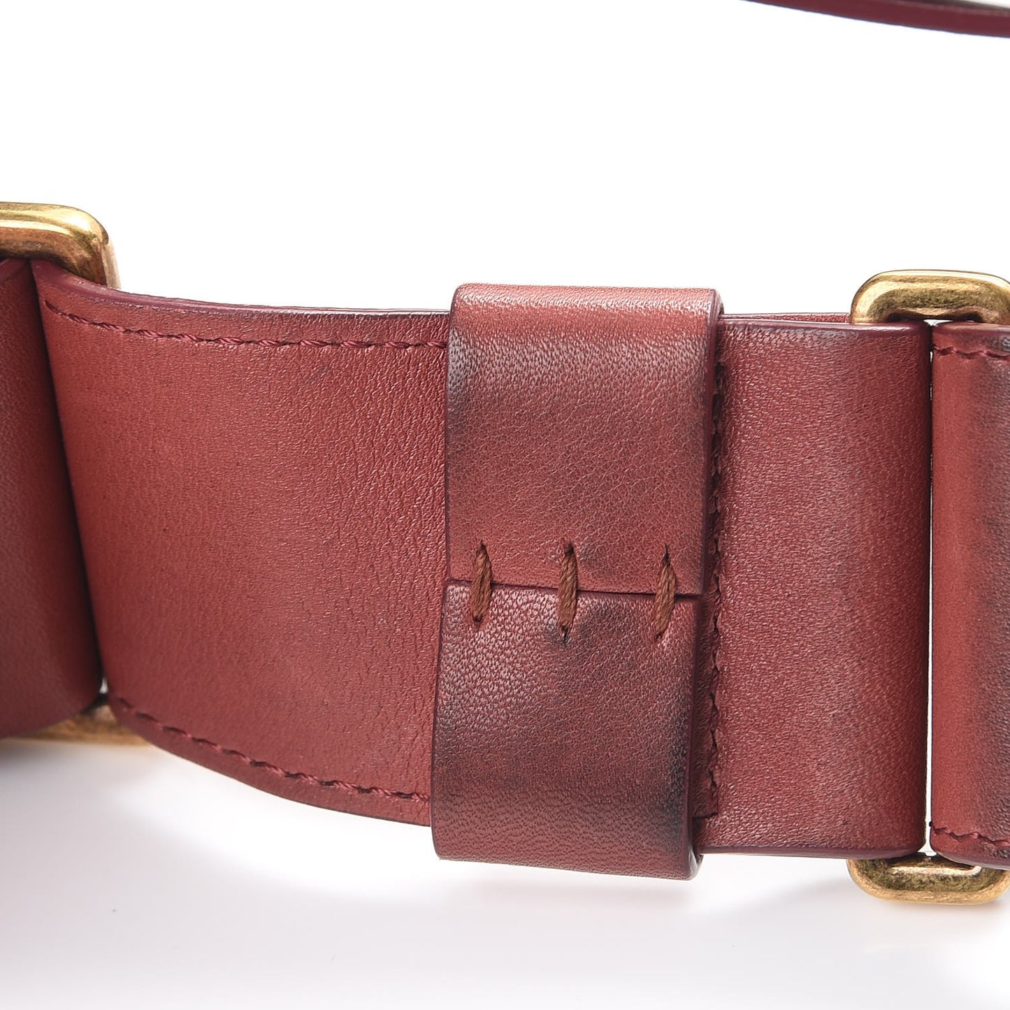 Calfskin Stitched Large Drawstring CC Bag Burgundy