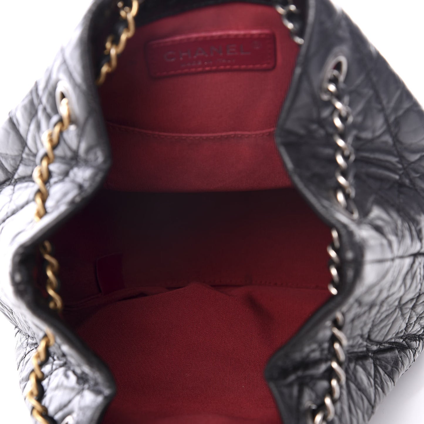Aged Calfskin Quilted Gabrielle Backpack Black