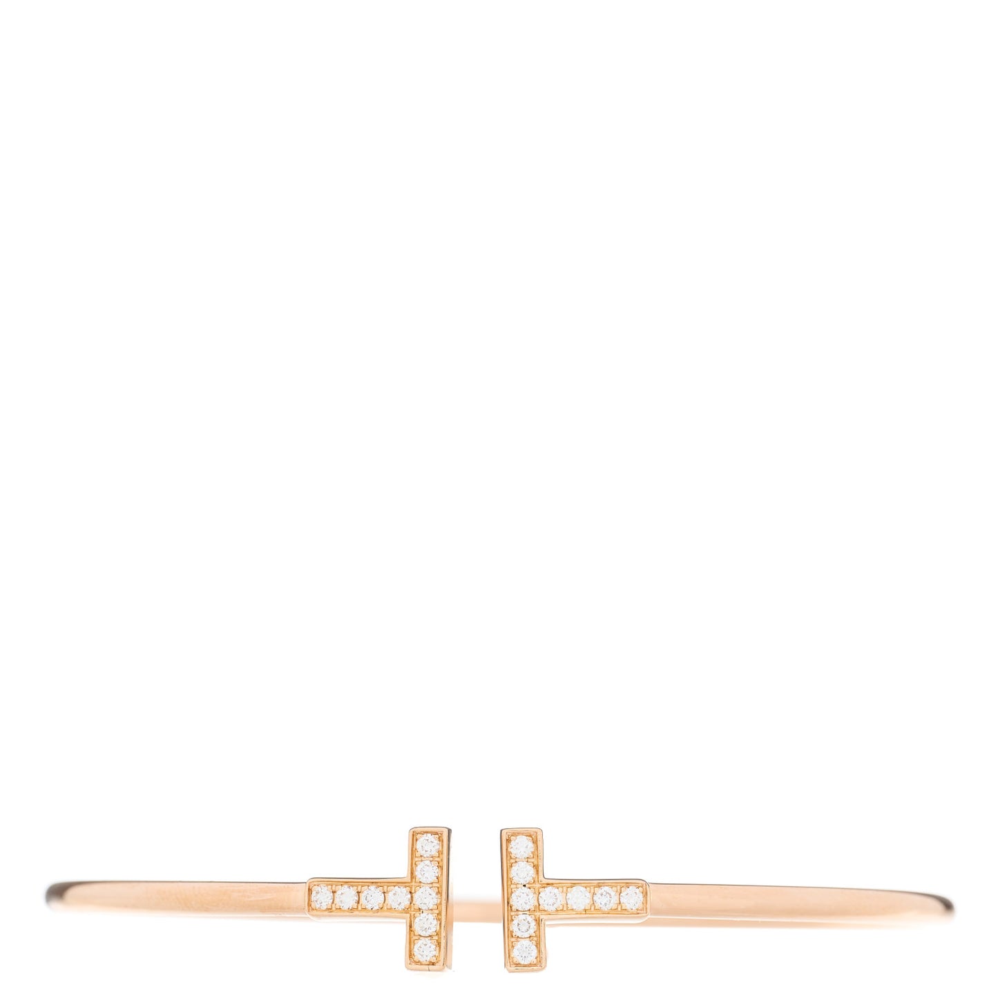 18K Rose Gold Diamond T Wire Bracelet