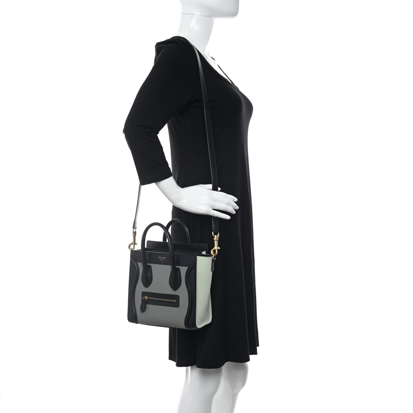 Calfskin Nano Tri-Color Luggage Zinc Almond