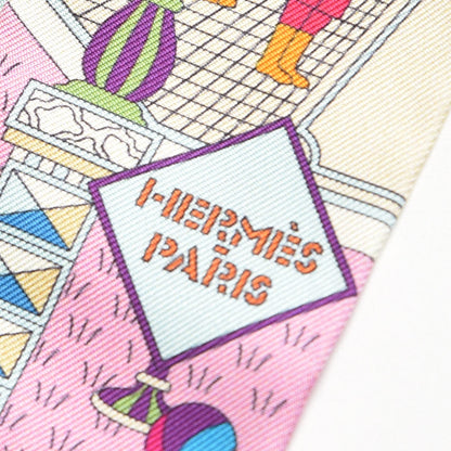 Hermes Silk La Maizeon des Carrés Twilly Aqua Vert d Eau Rose 4 of 5