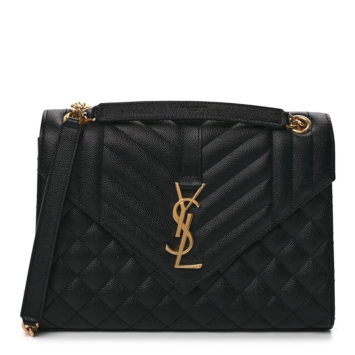 Saint Laurent Grain De Poudre Textured Mixed Matelasse Triquilt Medium Monogram Satchel Black 1 of 8