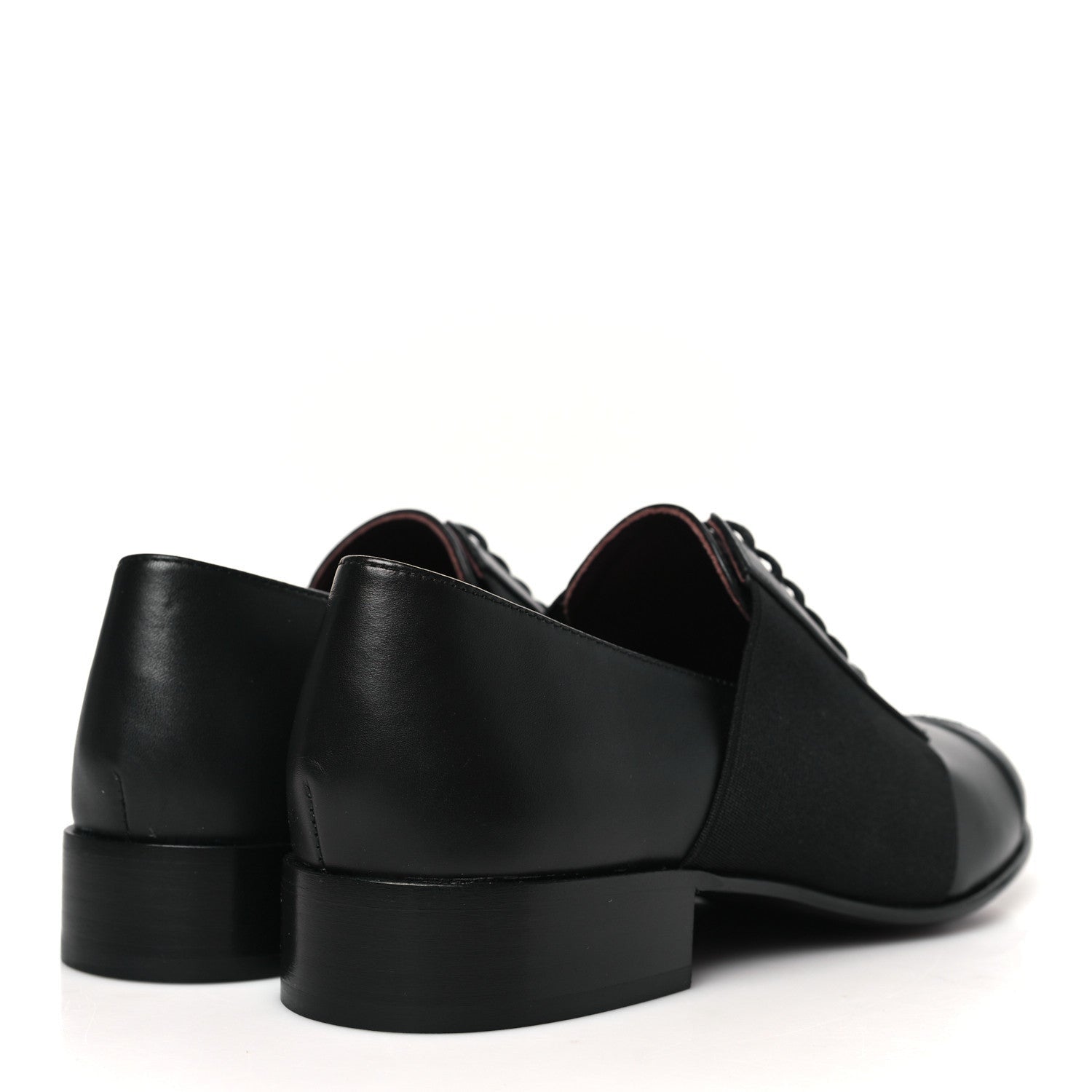 Chanel Calfskin Elastic Lace Up Cap Toe CC Loafers 37 Black 5 of 7