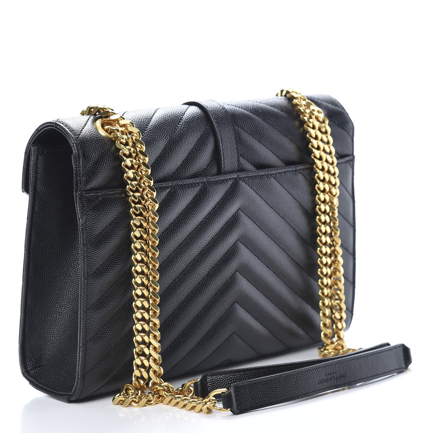 Saint Laurent Grain De Poudre Matelasse Chevron Medium Monogram Satchel Black 3 of 9
