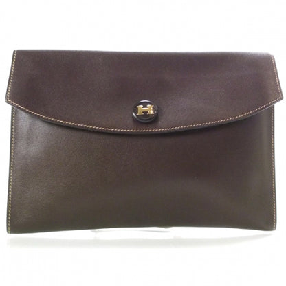 Hermes Chevre Leather Pochette Rio Brown 1 of 9