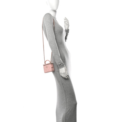 Chanel Lambskin Quilted Mini Top Handle Vanity Case With Chain Light Pink 2 of 10