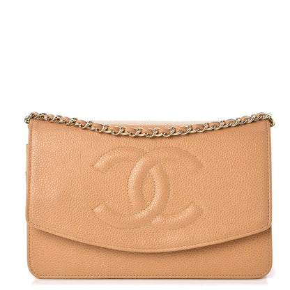 Chanel Caviar Timeless CC Wallet On Chain WOC Beige 1 of 8