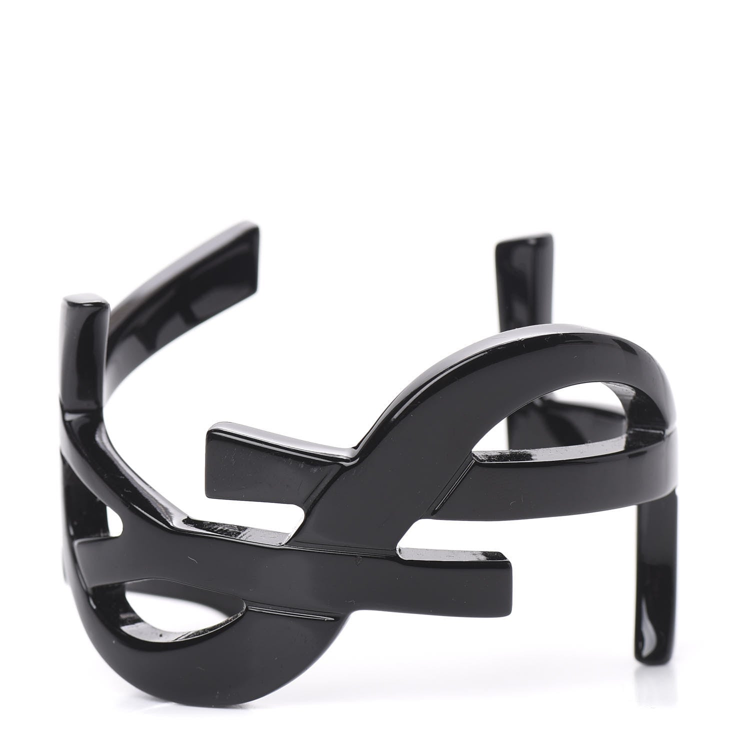 Saint Laurent Brass Monogram Medium Cuff Bracelet Black 1 of 4