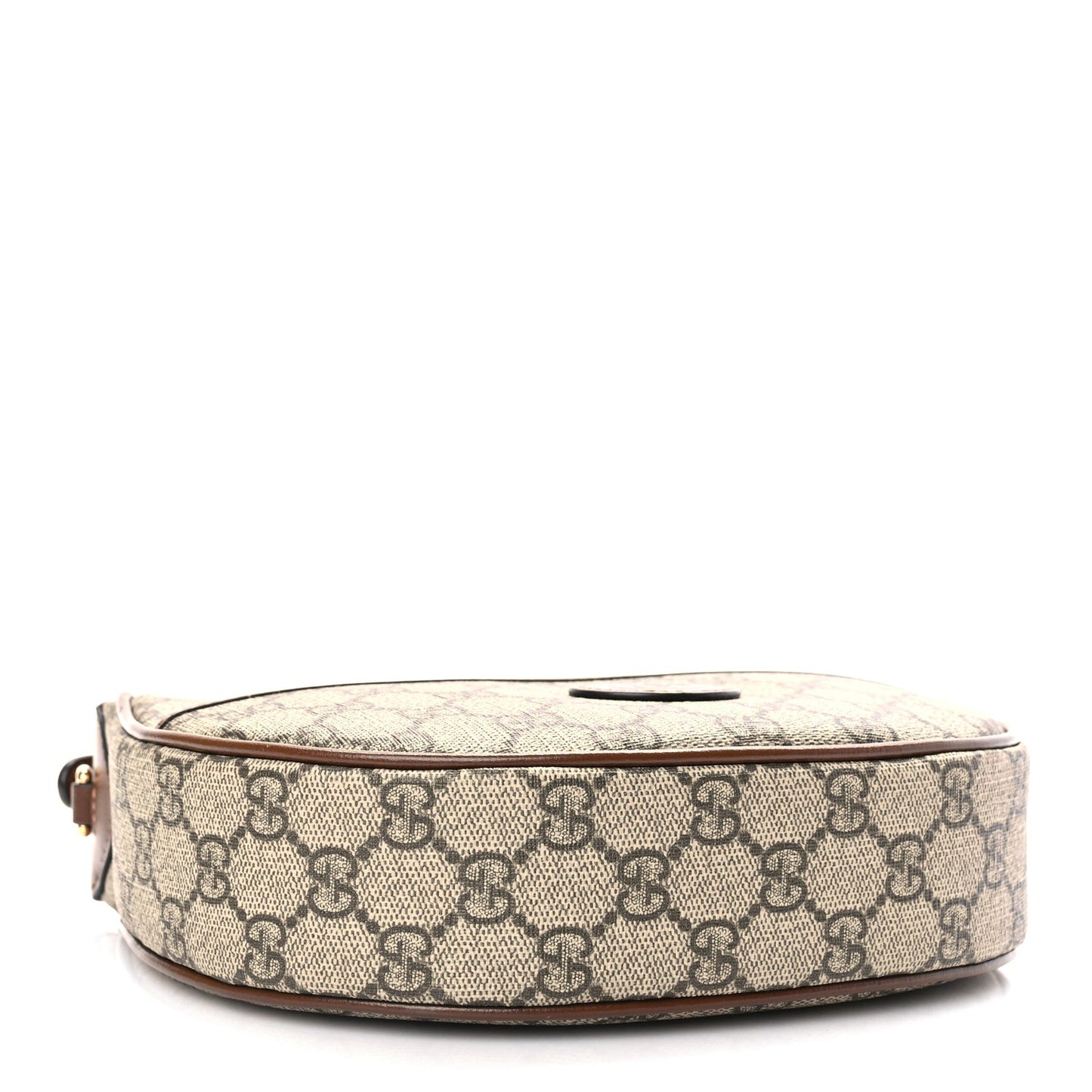 GG Supreme Monogram Azalea Calfskin Mini Retro Interlocking G Half Moon Bag Beige Ebony Brown Sugar