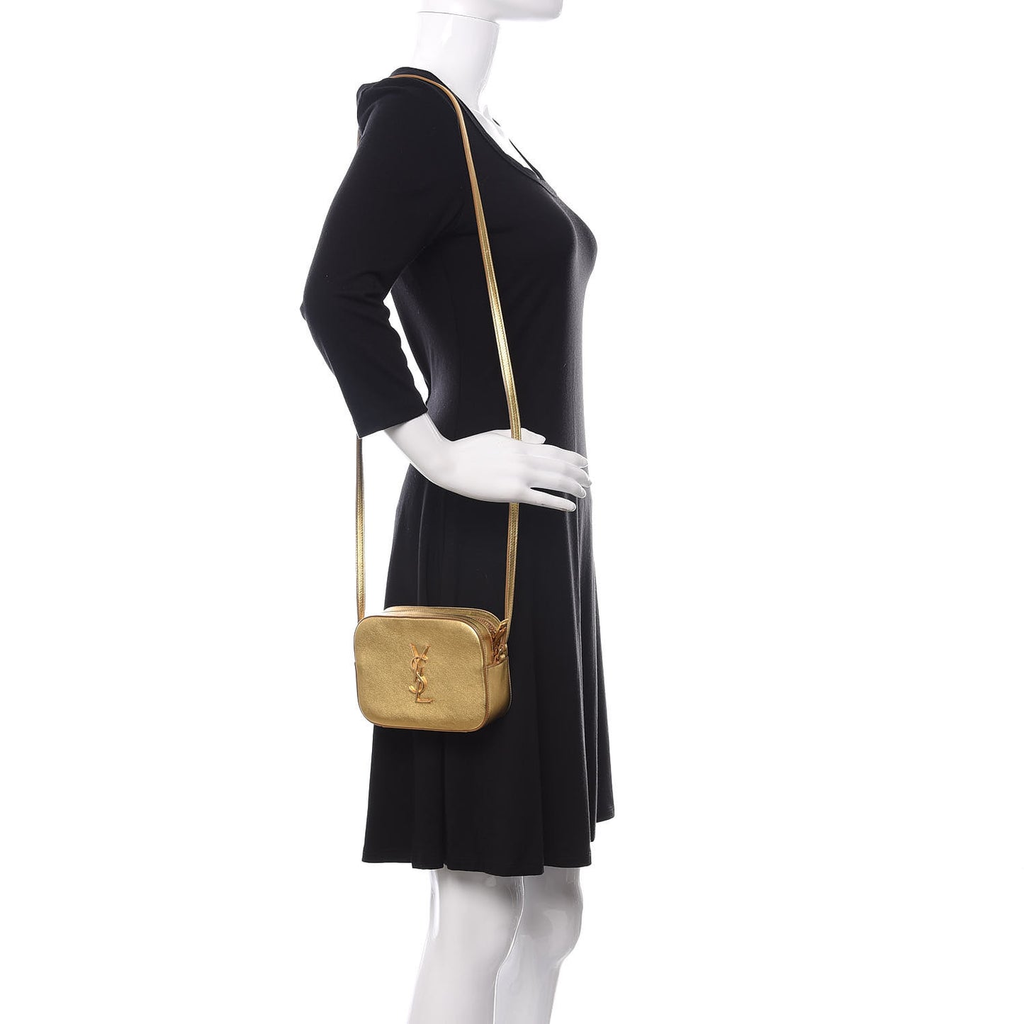 Metallic Calfskin Small Classic Monogram Camera Bag Gold