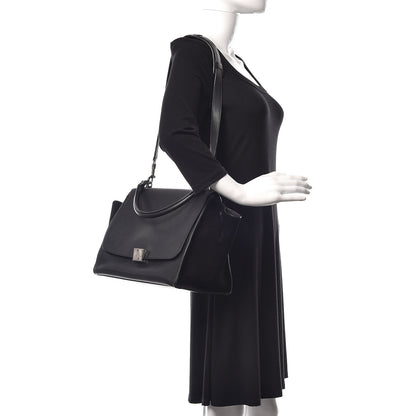 Celine Drummed Calfskin Suede Medium Trapeze Black 2 of 11