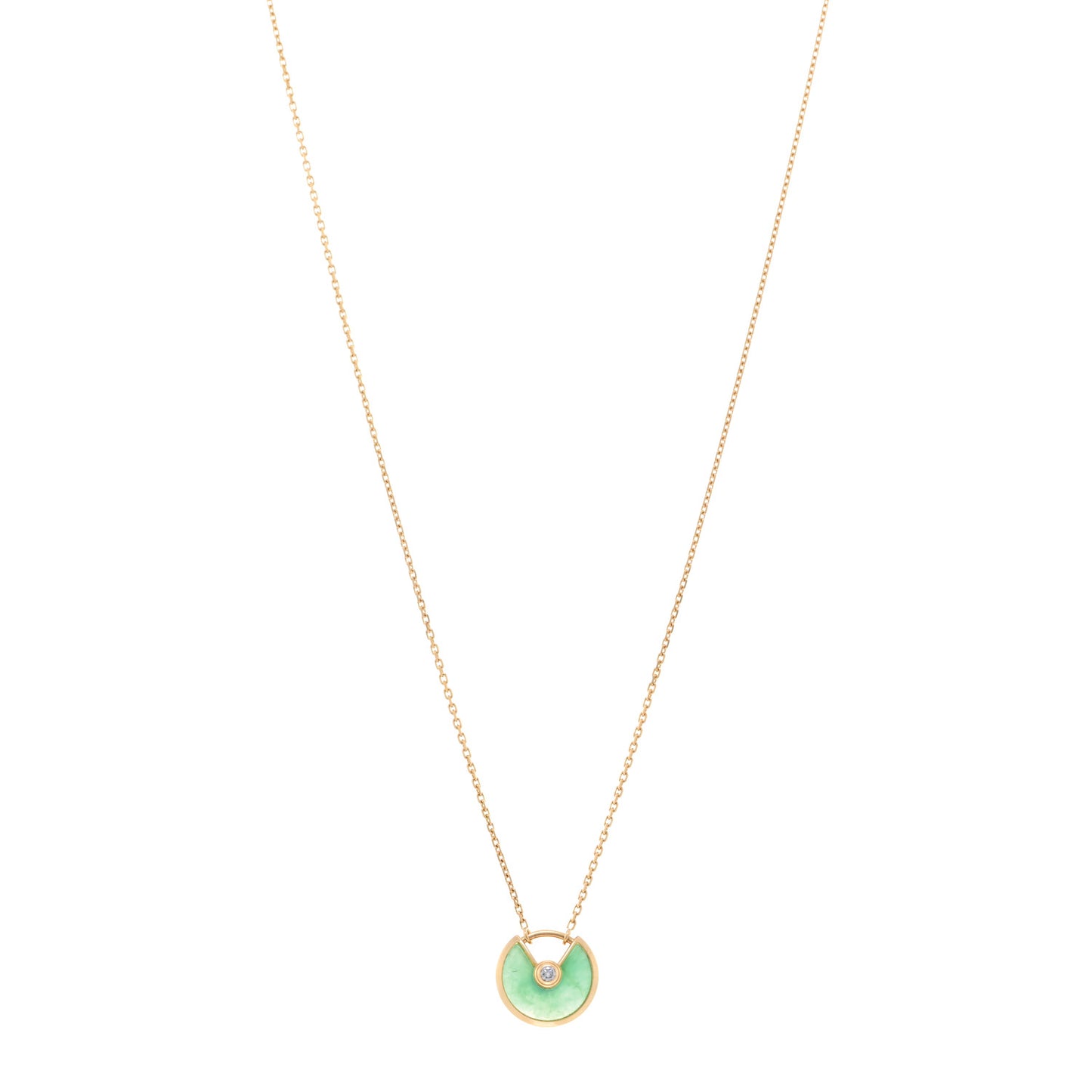 18K Yellow Gold Diamond Chrysoprase XS Amulette de Cartier Pendant Necklace