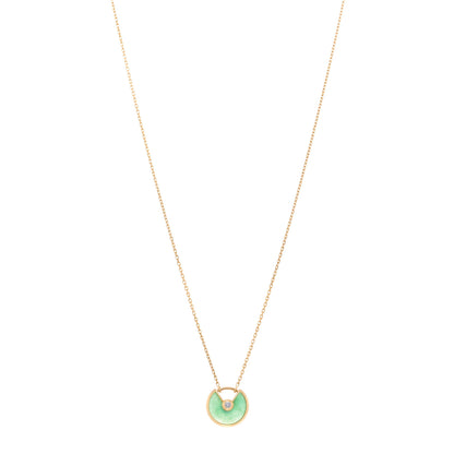 Cartier 18K Yellow Gold Diamond Chrysoprase XS Amulette de Cartier Pendant Necklace 1 of 4