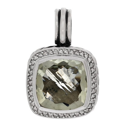 David Yurman Sterling Silver Diamond Prasiolite 14mm Albion Enhancer Pendant 1 of 4
