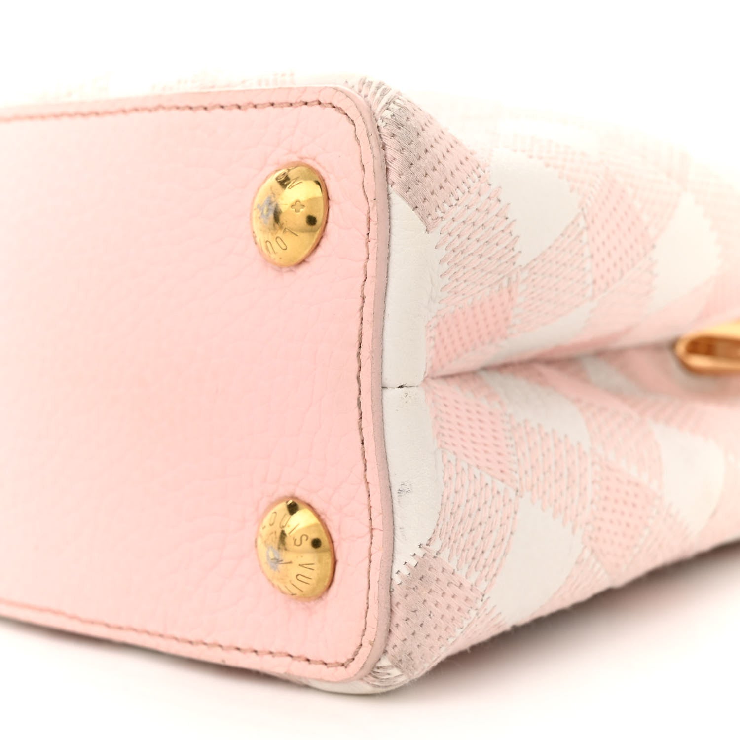 Louis Vuitton Taurillon Embroidered Vichy Capucines BB Light Pink 9 of 16