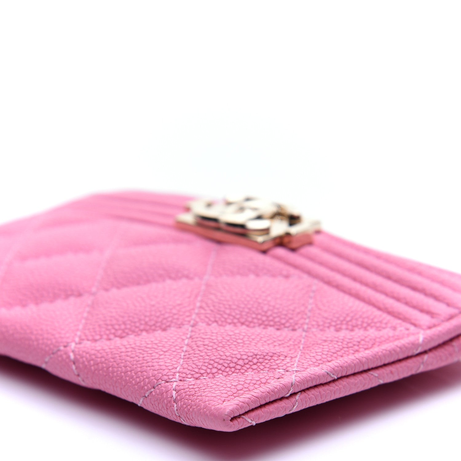 Chanel Caviar Quilted Boy Card Holder Pink 7 of 10