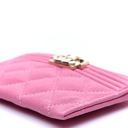 Chanel Caviar Quilted Boy Card Holder Pink 7 of 10