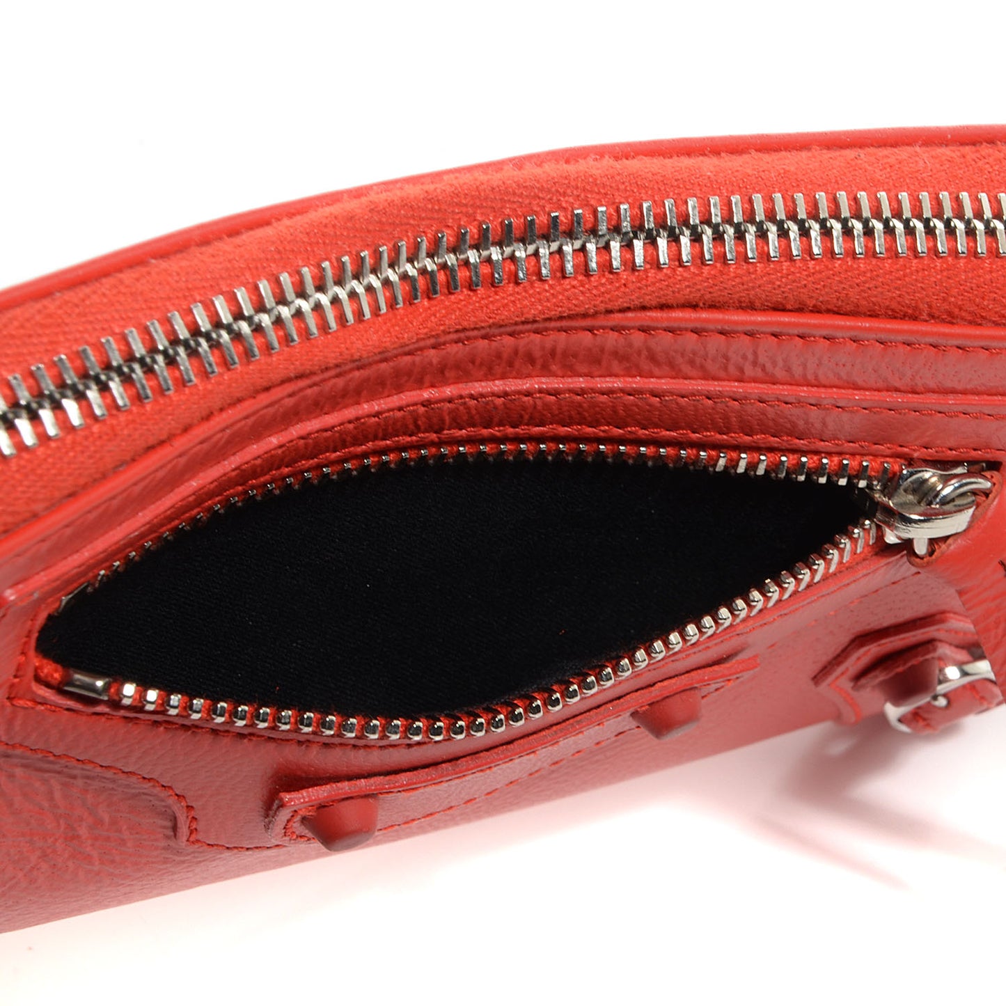 Chevre Classic Hardware Continental Zip Around Wallet Rouge Coquelicot