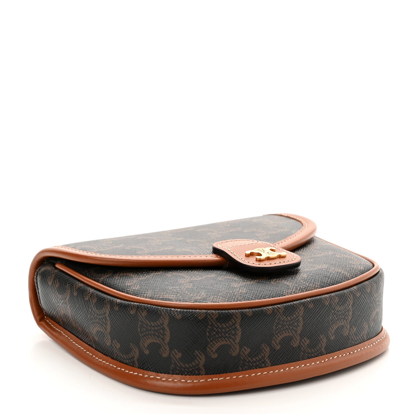 Canvas Calfskin Triomphe Mini Besace Tan