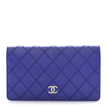 Chanel Calfskin Stitched Fancy CC Yen Wallet Blue 1 of 7