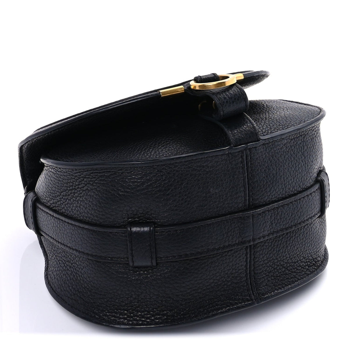 Calfskin Mini Marcie Round Crossbody Bag Black