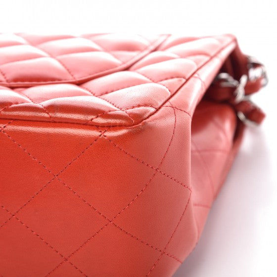 Lambskin Quilted Jumbo Double Flap Red