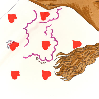 Hermes Silk Tea Time Scarf 70 White Framboise Rouge 2 of 4