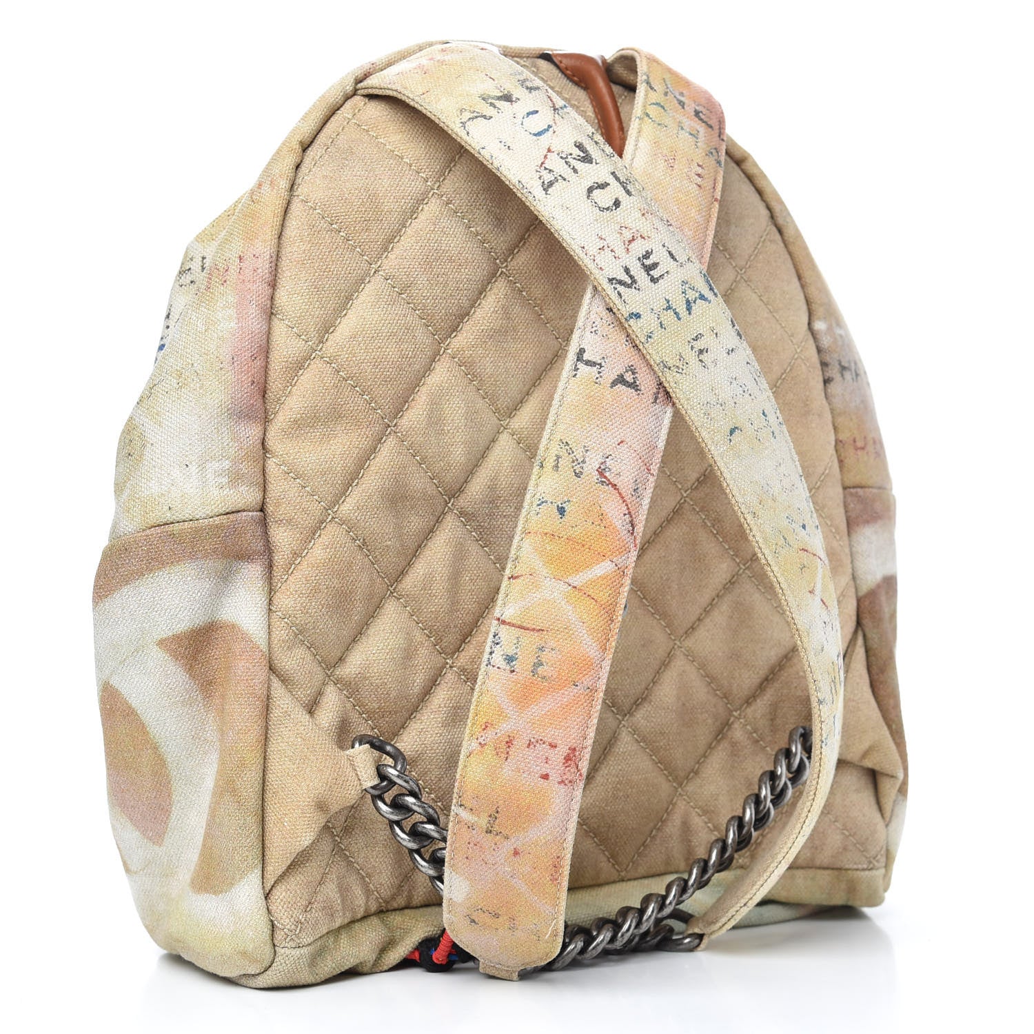 Chanel Graffiti Printed Canvas Medium Backpack Beige 2 of 7