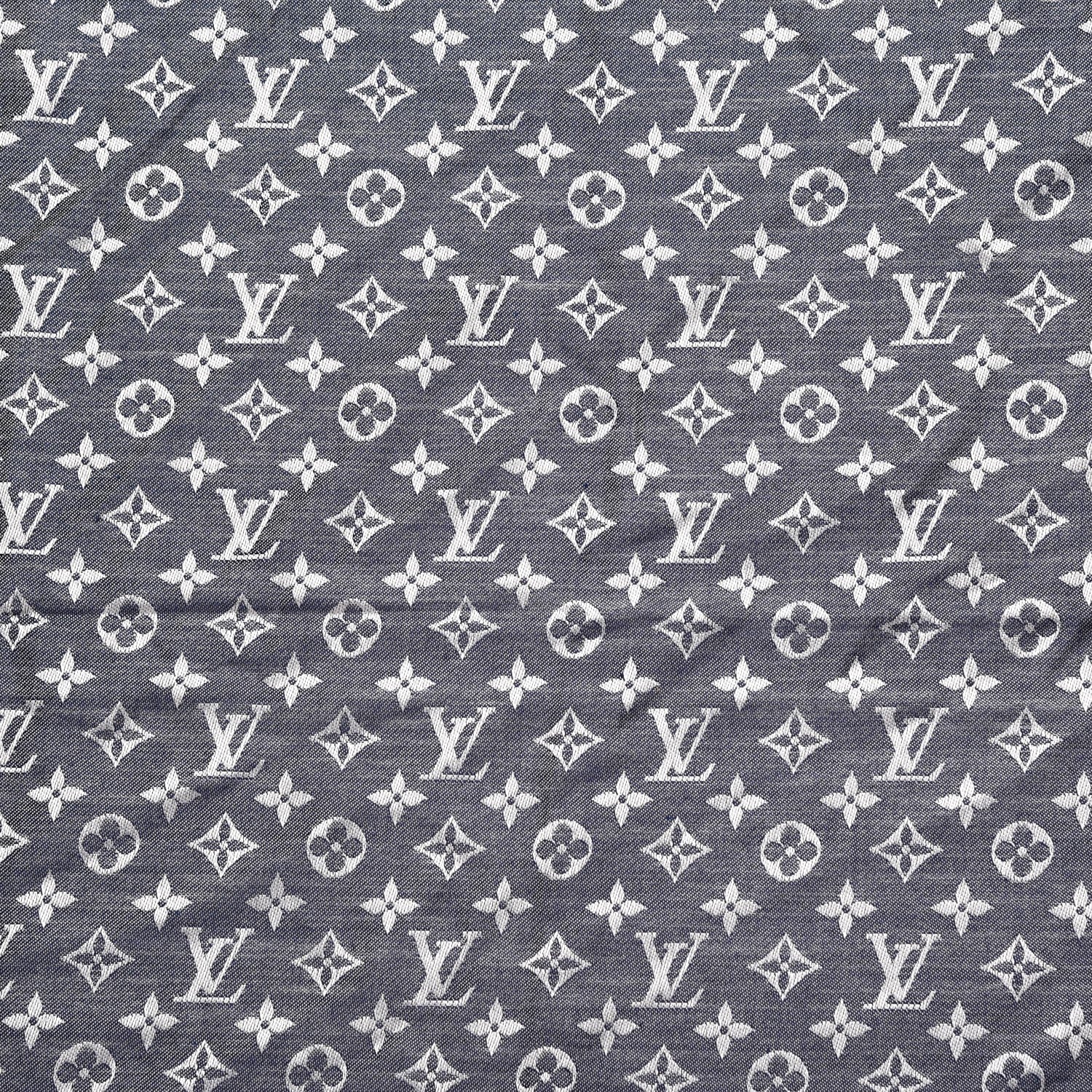 Louis Vuitton Silk Wool Monogram Denim Shawl Blue 3 of 5