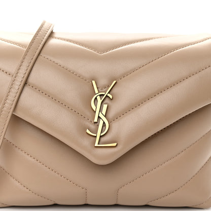 Saint Laurent Calfskin Y Quilted Monogram Toy Loulou Crossbody Bag Dark Beige 7 of 9