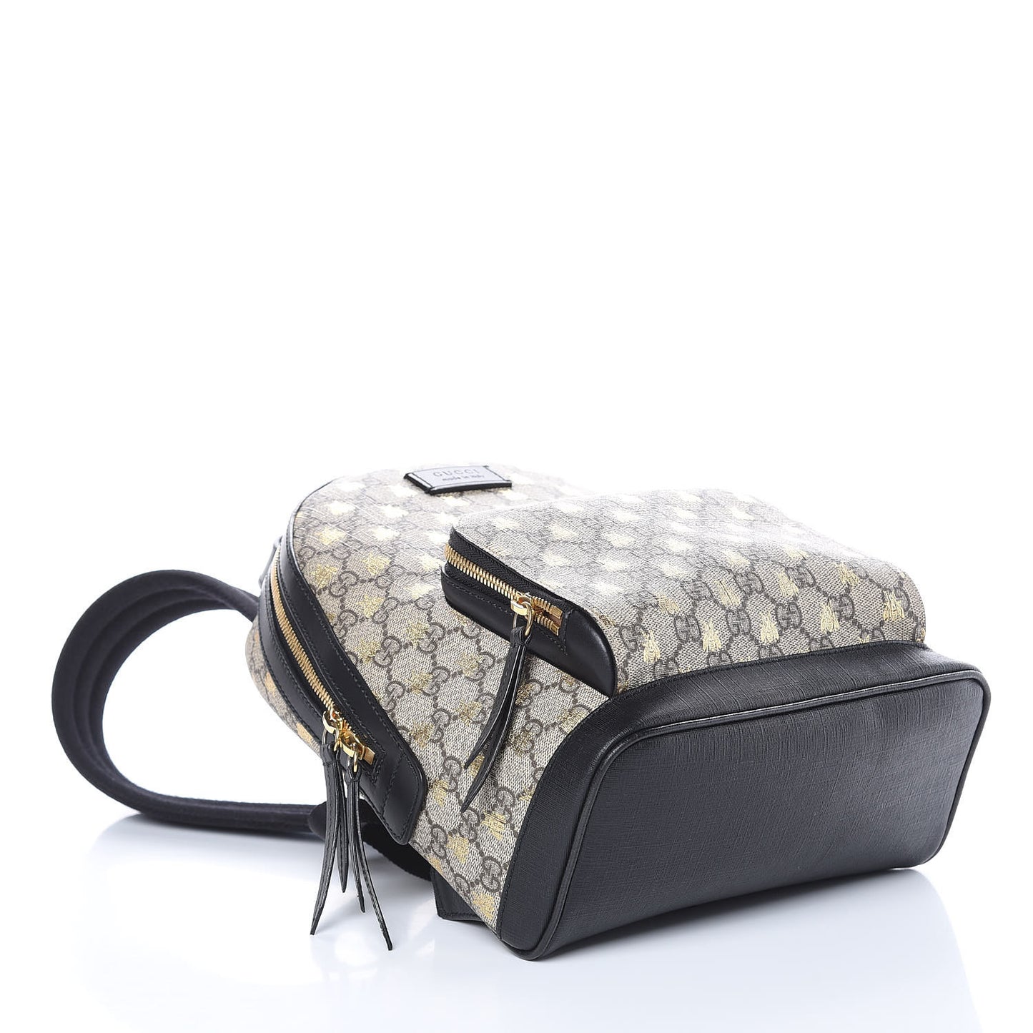 GG Supreme Monogram Bees Print Small Day Backpack Beige Oro Black