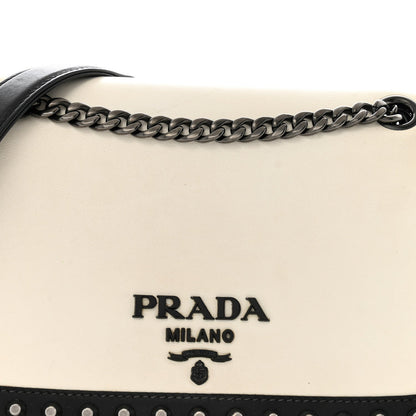 Prada Glace Calfskin Studded Crossbody White Black 7 of 7