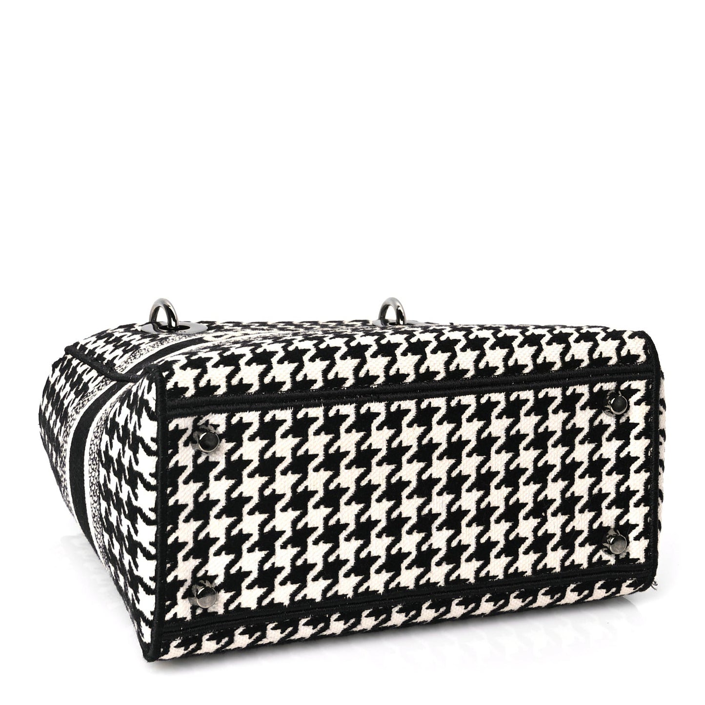 Canvas Houndstooth Embroidered Medium Lady D-Lite Black White