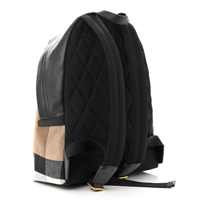 Burberry Mega Check Calfskin Abbeydale Simple Backpack Black Camel 3 of 9