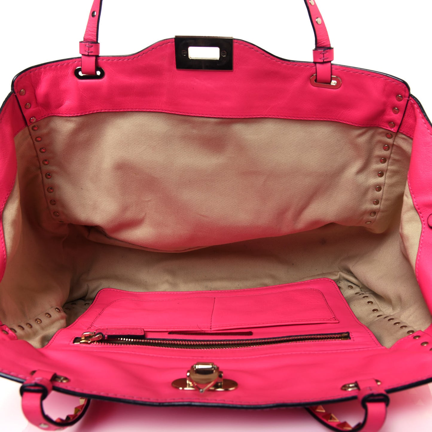 Vitello Medium Rockstud Tote Fuxia Fluo