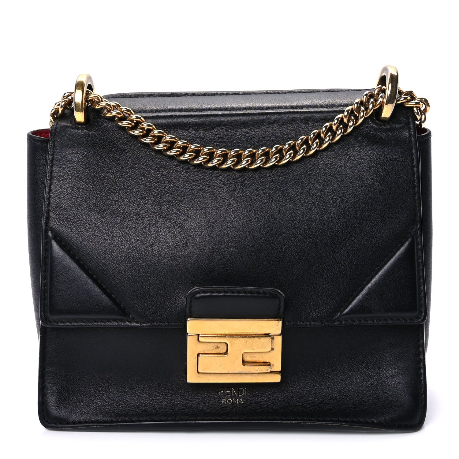 Fendi Vitello Grace Matte Small Kan U Shoulder Bag Black 1 of 7