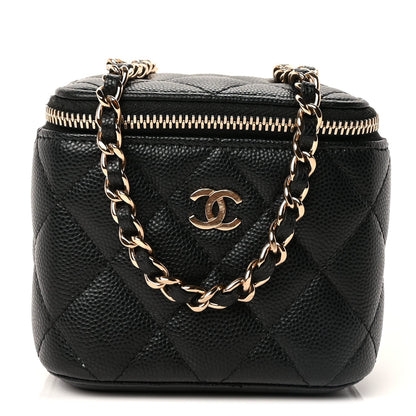 Chanel Caviar Quilted Mini Vanity Case With Chain  Black 1 of 8