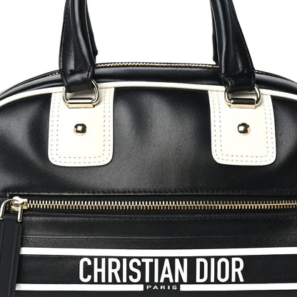 Christian Dior Calfskin Small Dior Vibe Zip Bowling Bag Black White 6 of 8