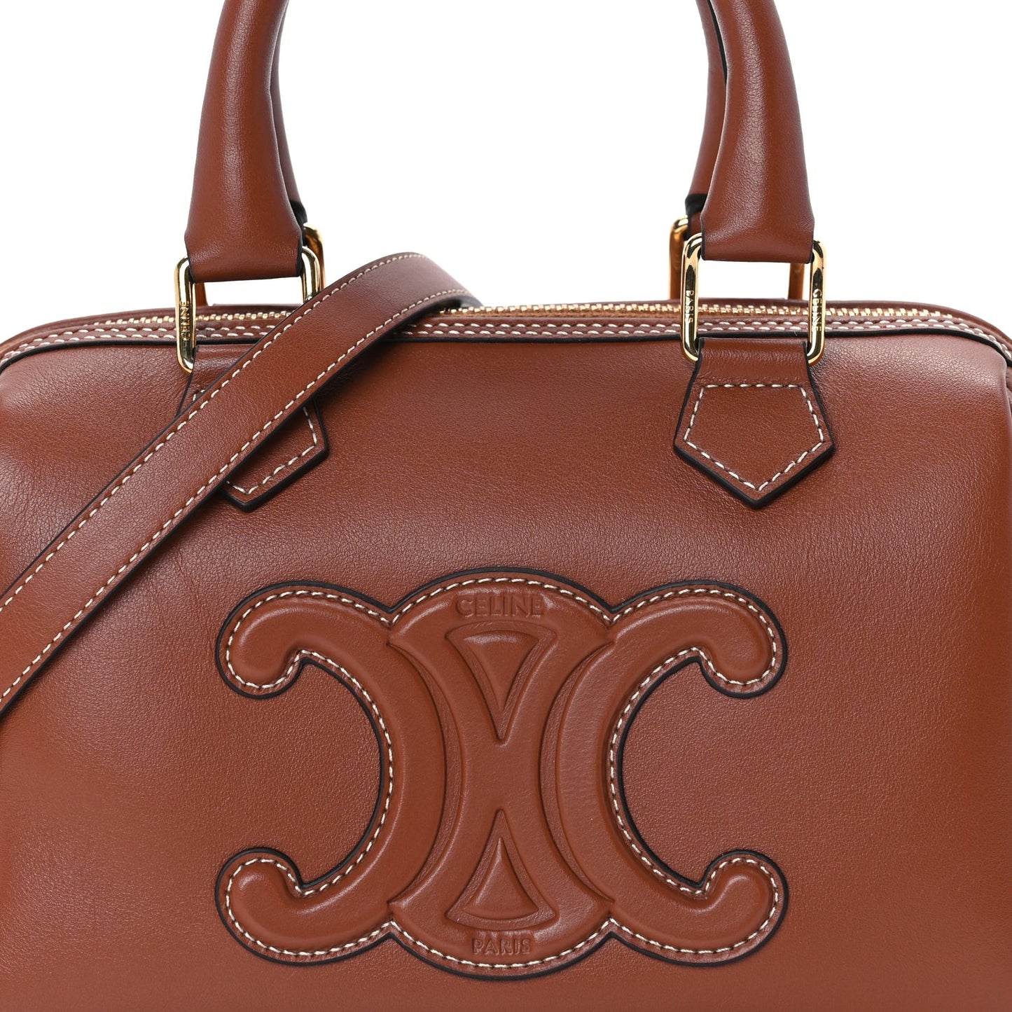 Smooth Calfskin Triomphe Small Boston Bag Tan