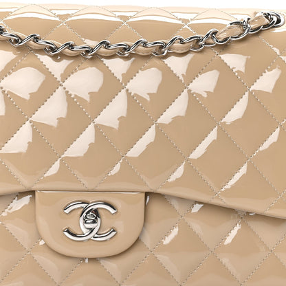 Chanel Patent Quilted Jumbo Double Flap  Beige 7 of 7