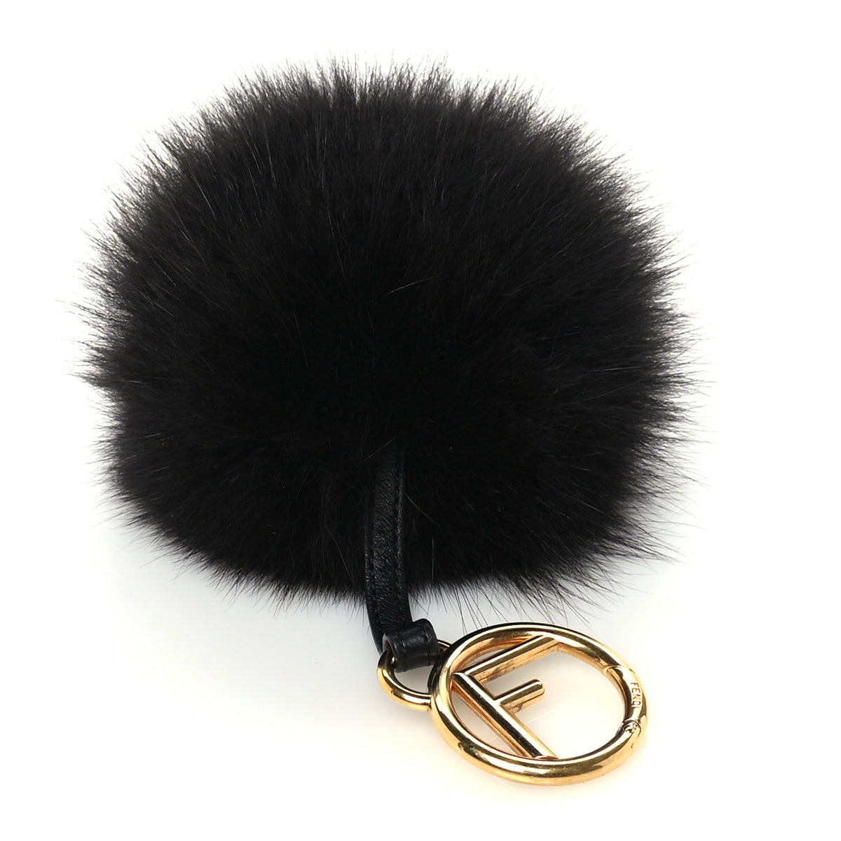 Fox Fur Pom Pom Bag Charm Black
