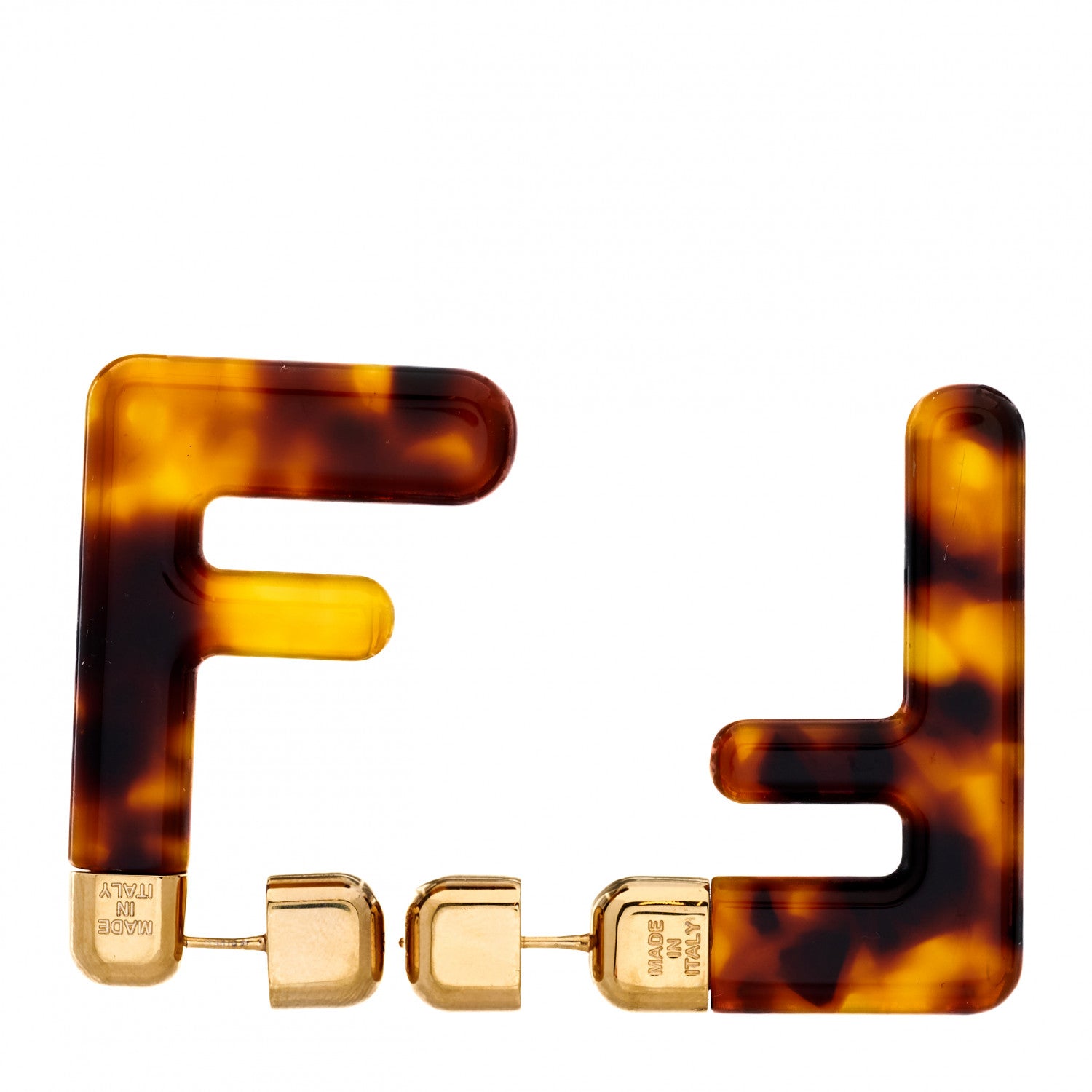 Fendi Plexiglass F Earrings Brown 1 of 6