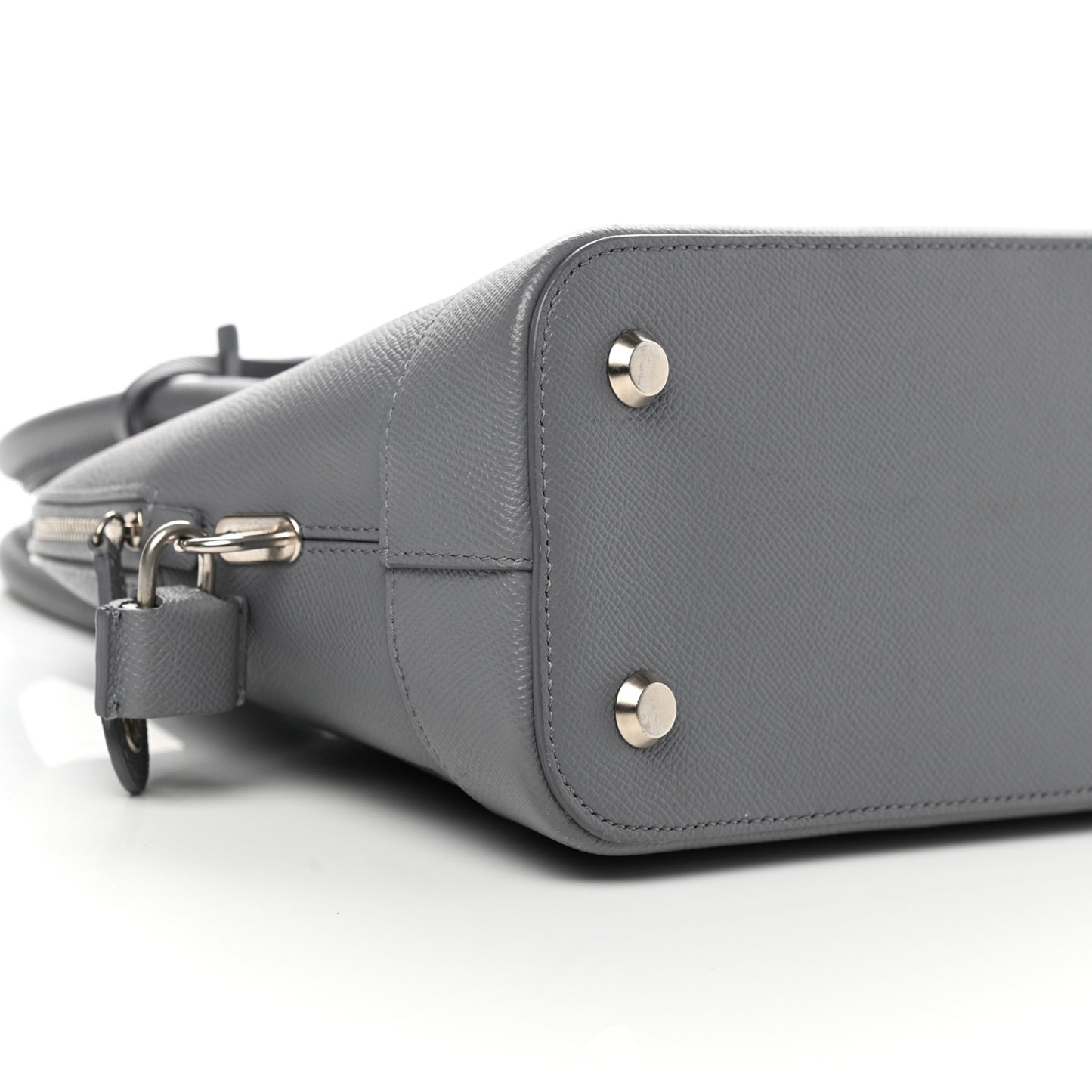 Grained Calfskin S Ville Top Handle Bag Gris Glace